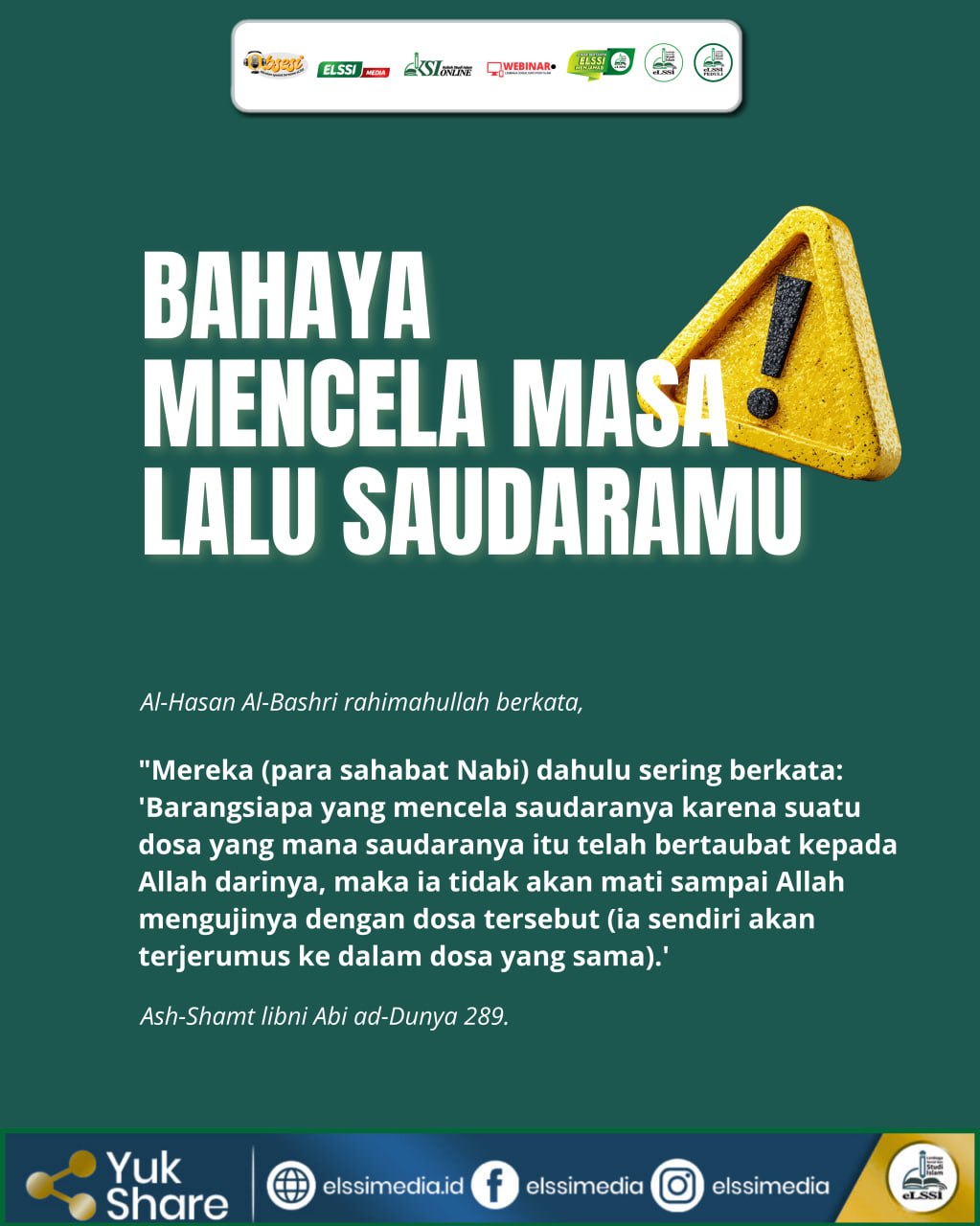 BAHAYA MENCELA MASA LALU SAUDARAMU