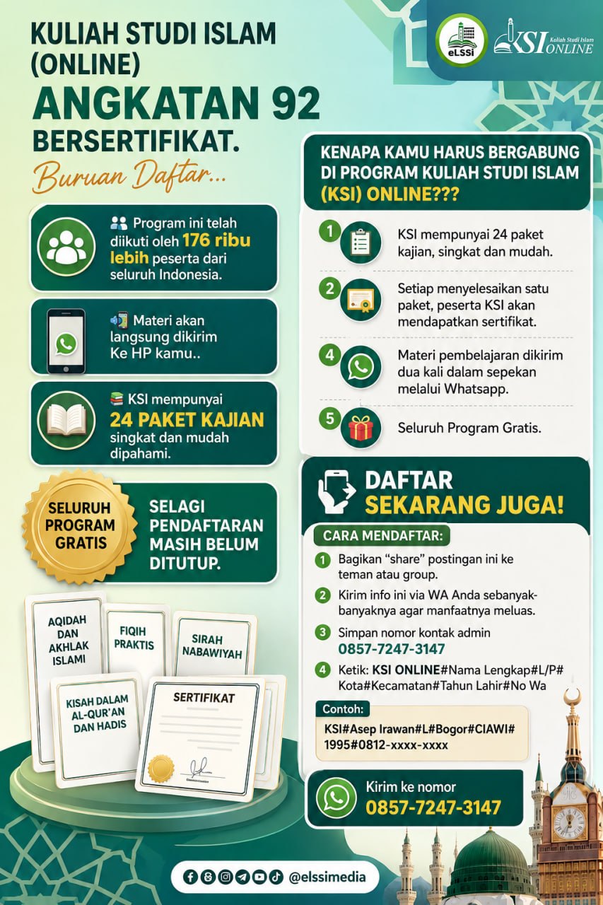KULIAH STUDI ISLAM (ONLINE) ANGKATAN 92 GRATIS-BERSERTIFIKAT