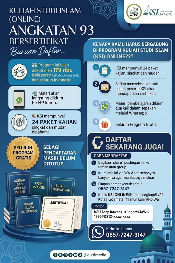 KULIAH STUDI ISLAM (ONLINE) ANGKATAN 93 GRATIS-BERSERTIFIKAT