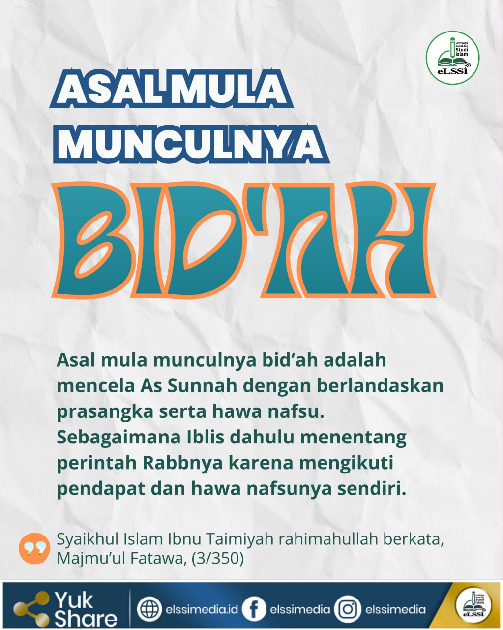 AWAL MULA MUNCULNYA BID’AH